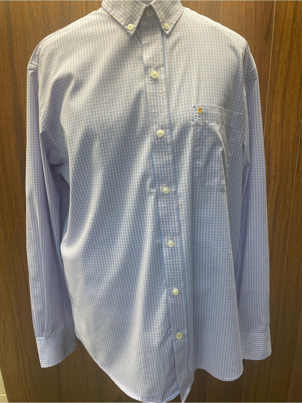 Izod Light Blue Gingham Button-Down Shirt